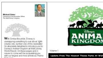 Disney's Animal Kingdom: Part of a Newsletter Page